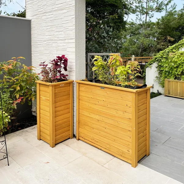 Wooden Rectangle Planter Tall - Natural (FSC 100%) - Image 2