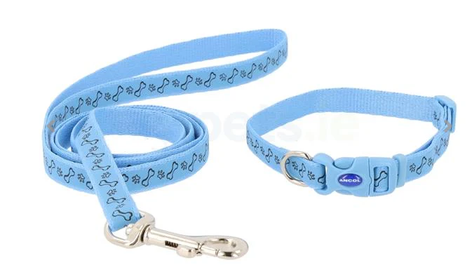 Ancol Small Bite Puppy Collar & Lead Set Paw & Bone Print - Image 2