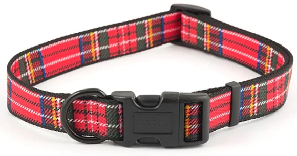 Ancol Tartan Nylon Adjustable Dog Collar - Red - Image 2