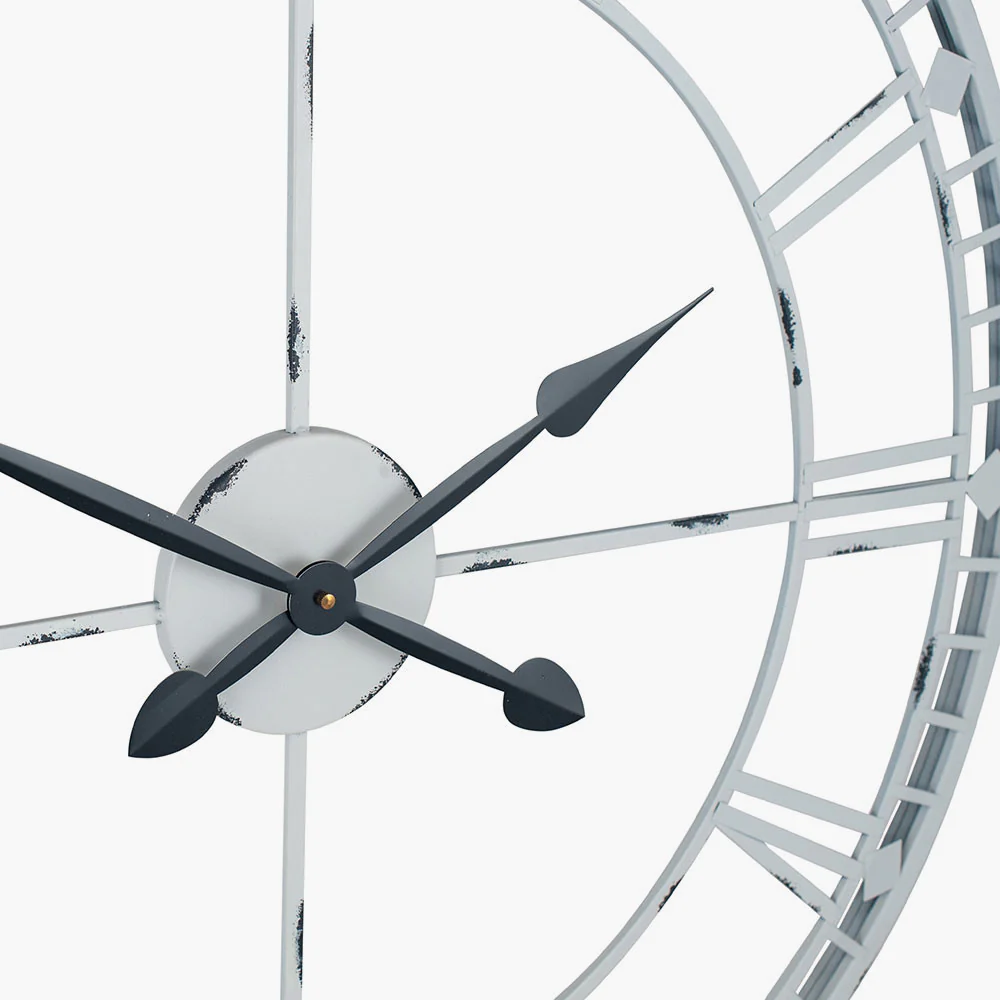 Antique Grey Metal Round Wall Clock Large - Image 3