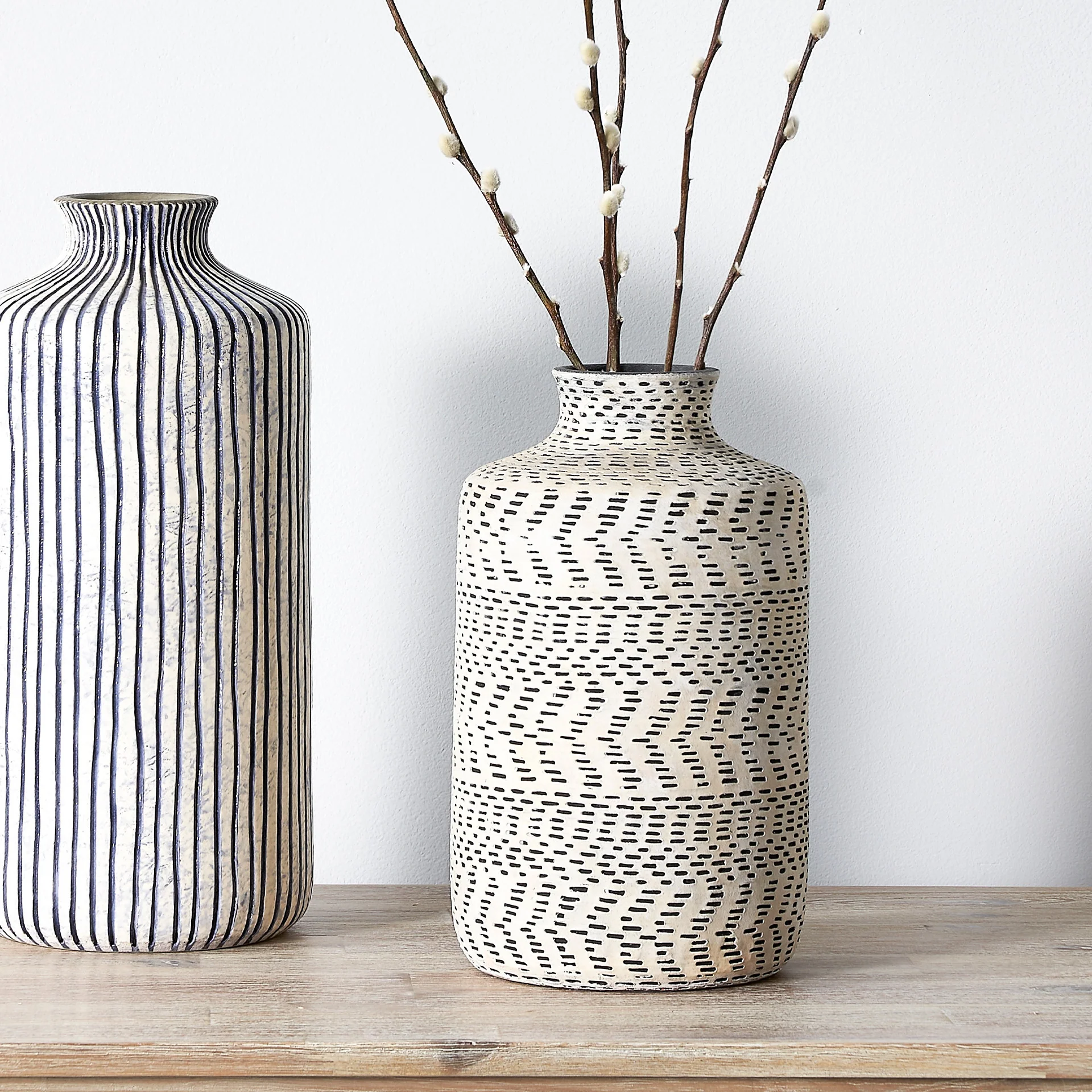 Atouk Natural Black Stoneware Aztec Design Vase - Image 2