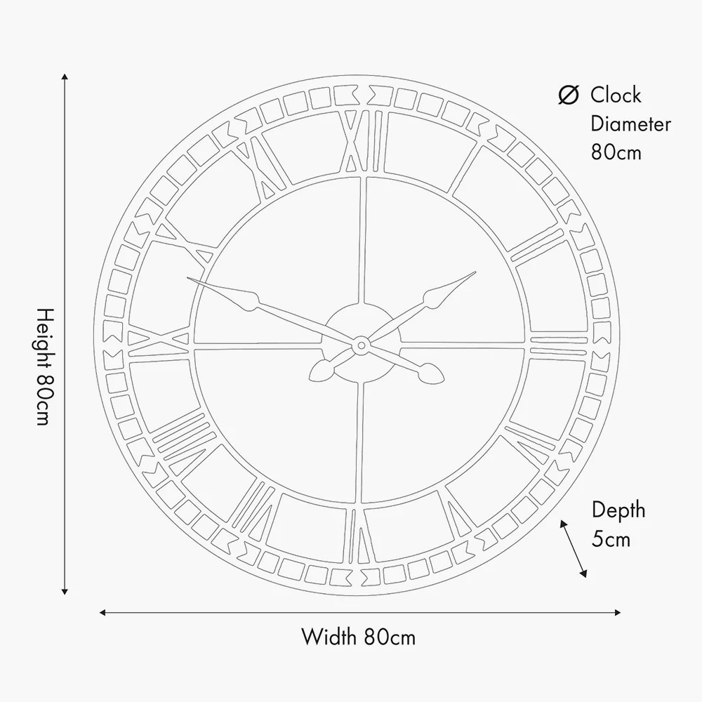Black Metal Round Wall Clock Large - Image 8