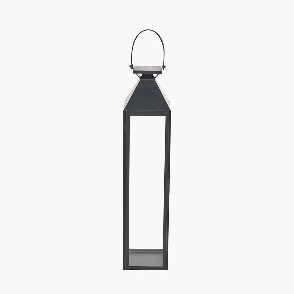 Black Stainless Steel and Glass Medium Tall Lantern - Image 4