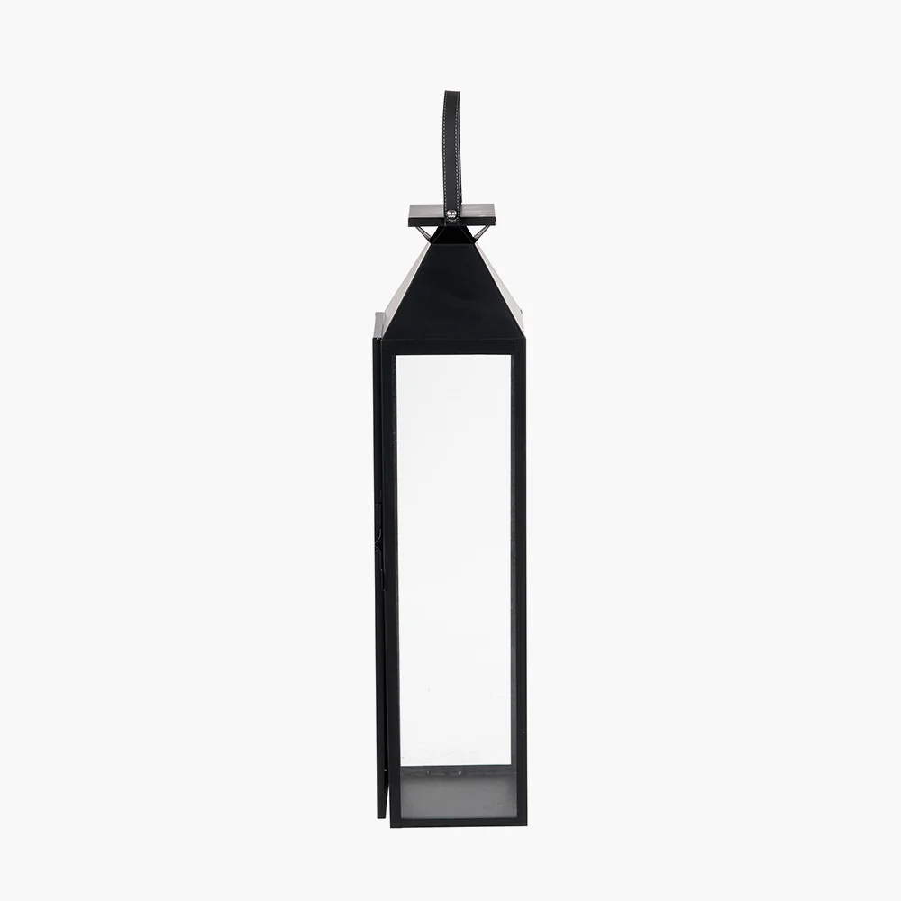 Black Stainless Steel and Glass Medium Tall Lantern - Image 7