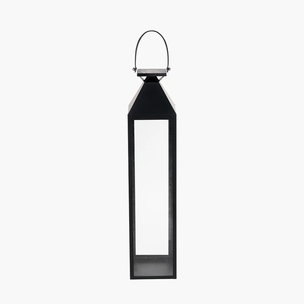 Black Stainless Steel and Glass Medium Tall Lantern - Image 8