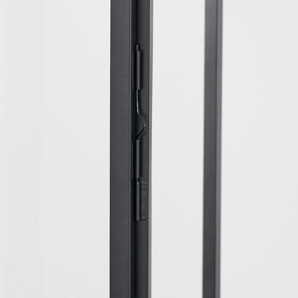 Black Stainless Steel and Glass Large Rectangular Lantern - Image 5