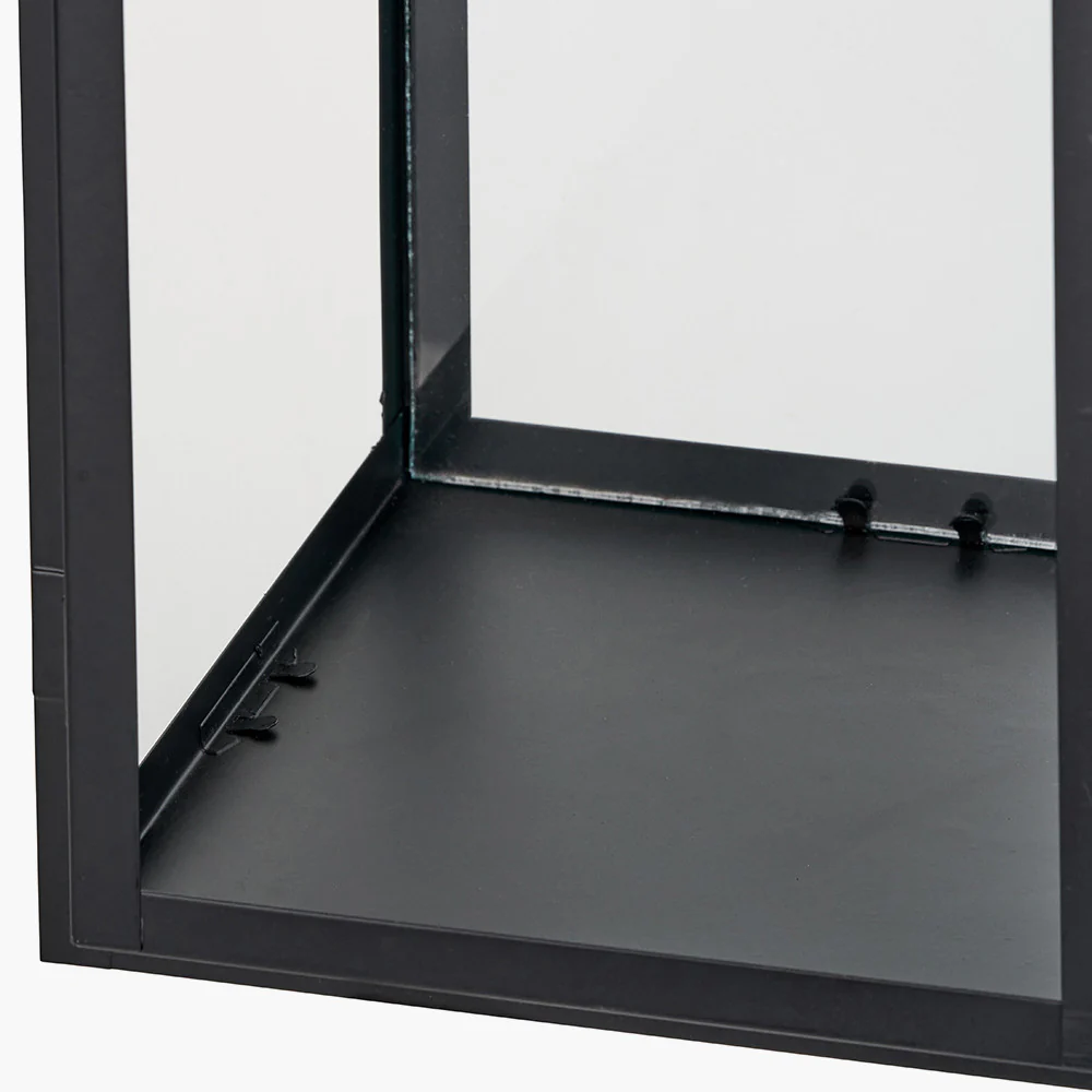 Black Stainless Steel and Glass Large Rectangular Lantern - Image 7