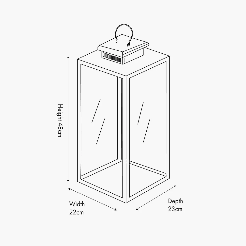 Black Stainless Steel and Glass Large Rectangular Lantern - Image 8