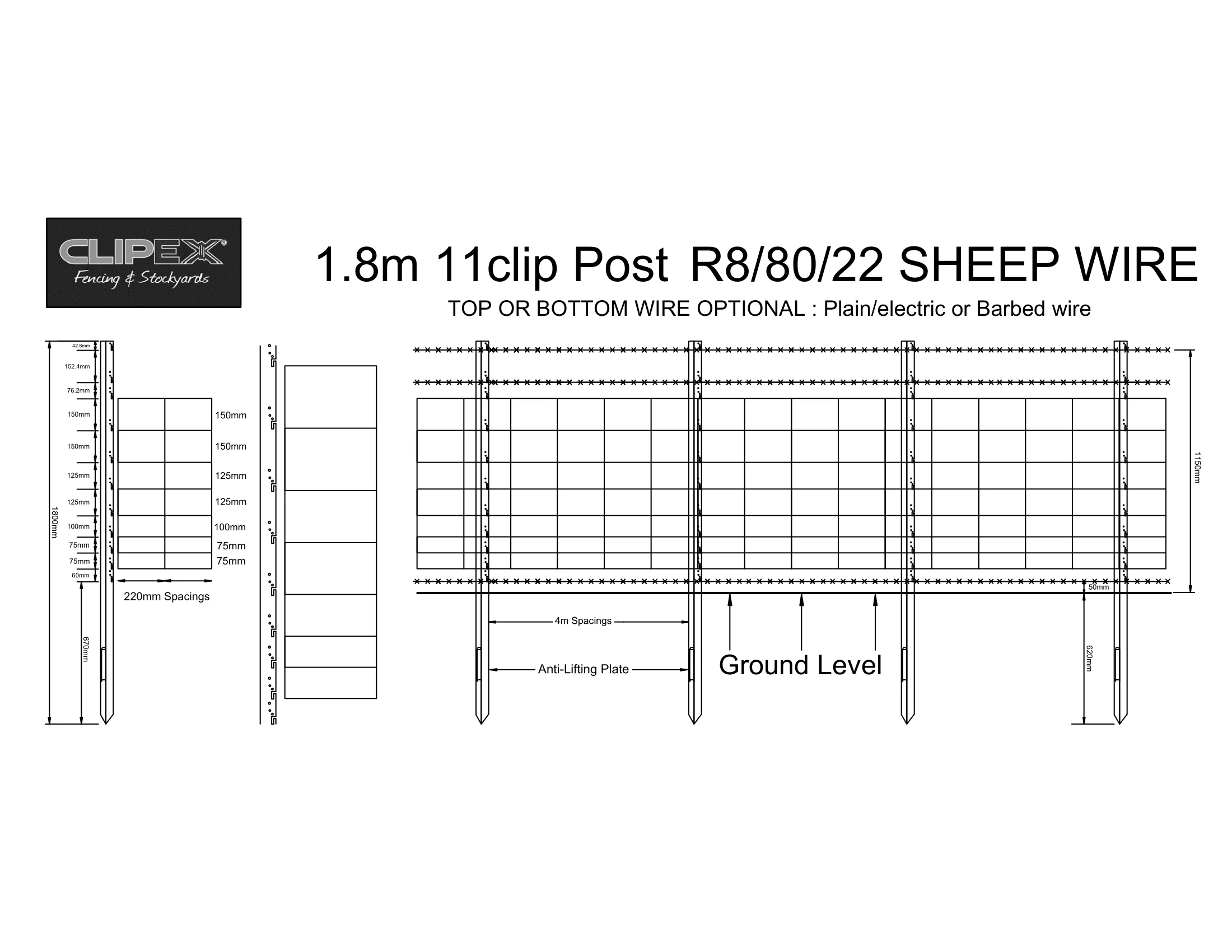 Clipex Eco Post 1.8m 10 Clip Sheep Post - Image 3
