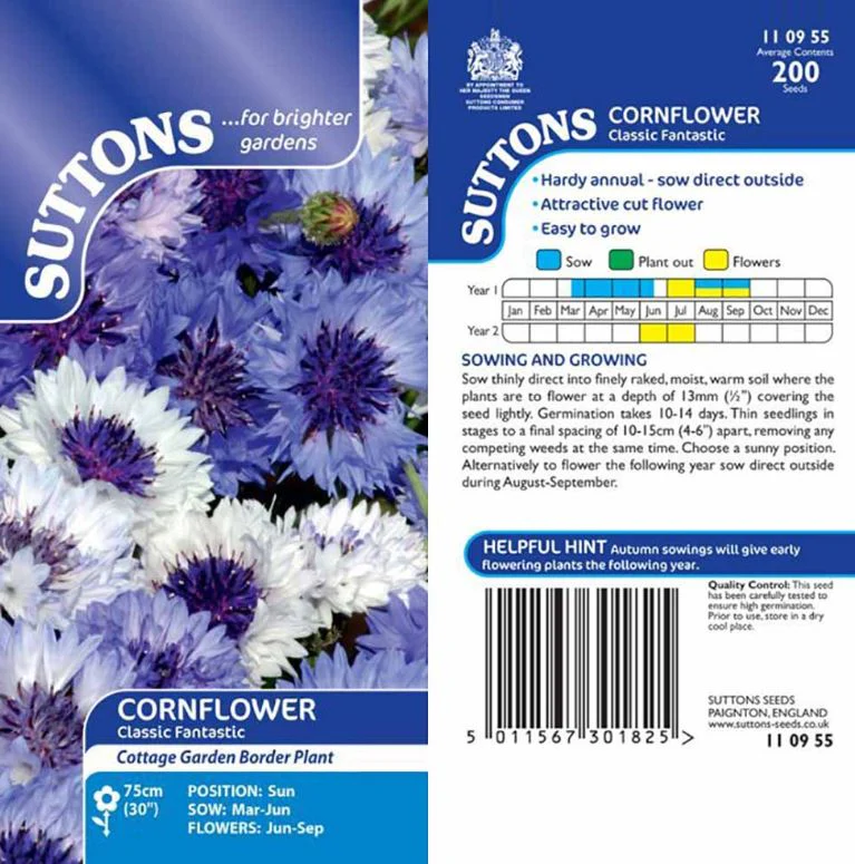Cornflower 'Classic Fantastic' - Seeds - Image 3