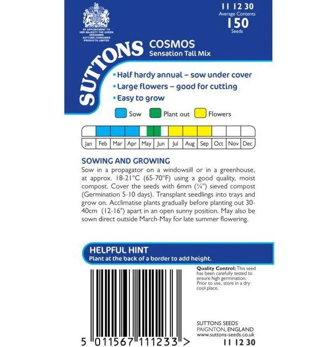 Cosmos 'Sensation Tall Mix' - Seeds - Image 3