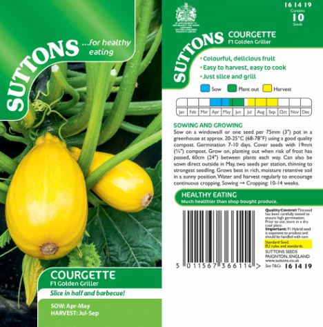 Courgette F1 'Golden Griller' - Seeds - Image 2