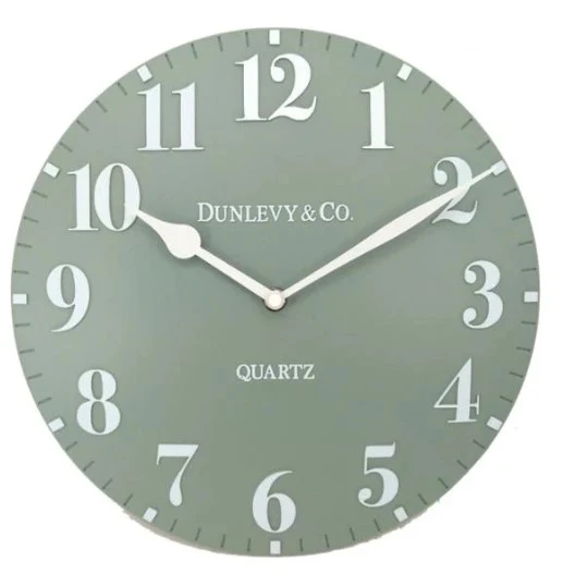 Dunlevy 12" Sage Green Luna Clock