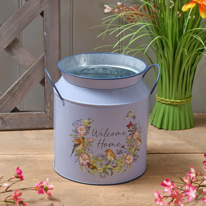Garden Birds Welcome Home Tin Urn