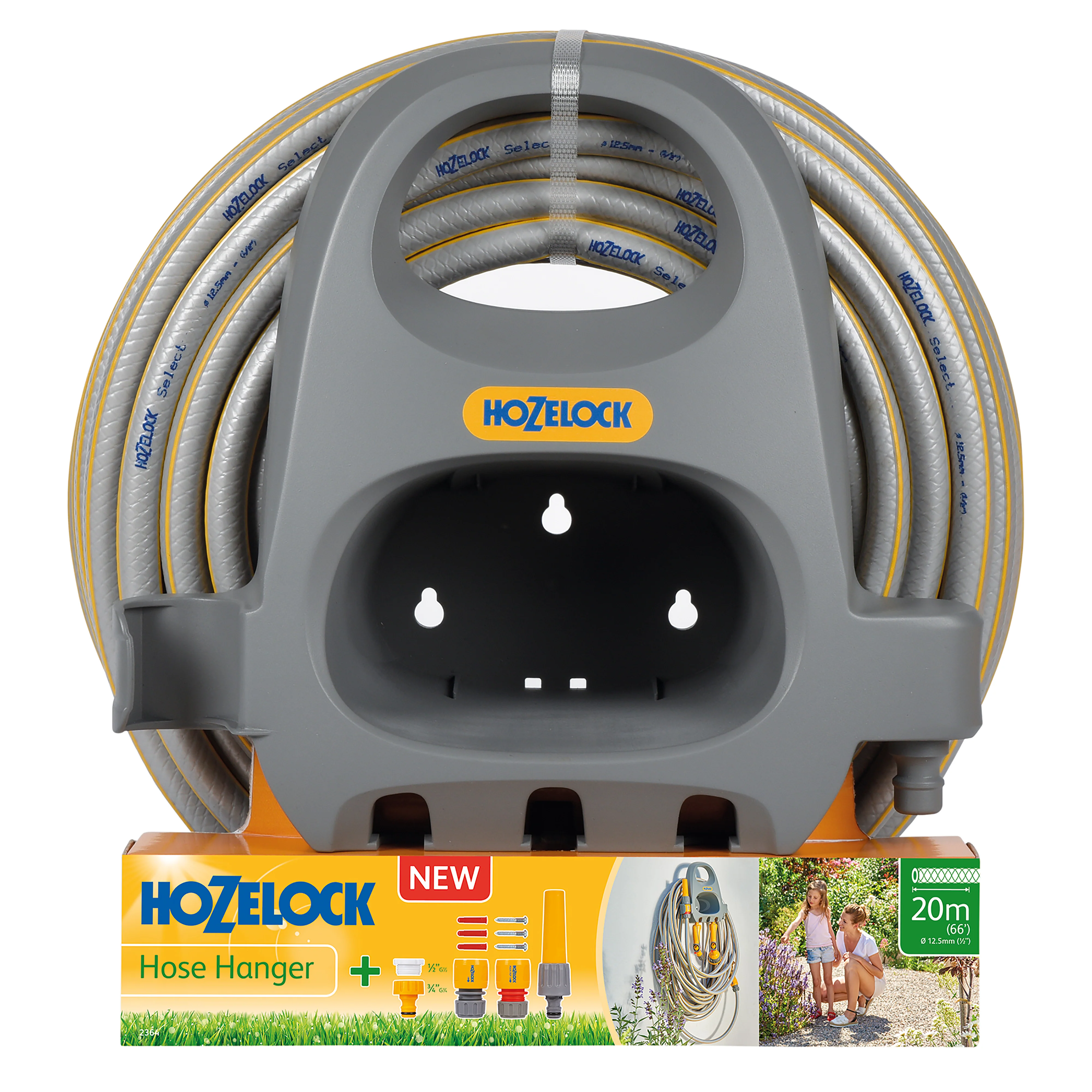 Hozelock Hose Hanger with 20M Hose & Fitting