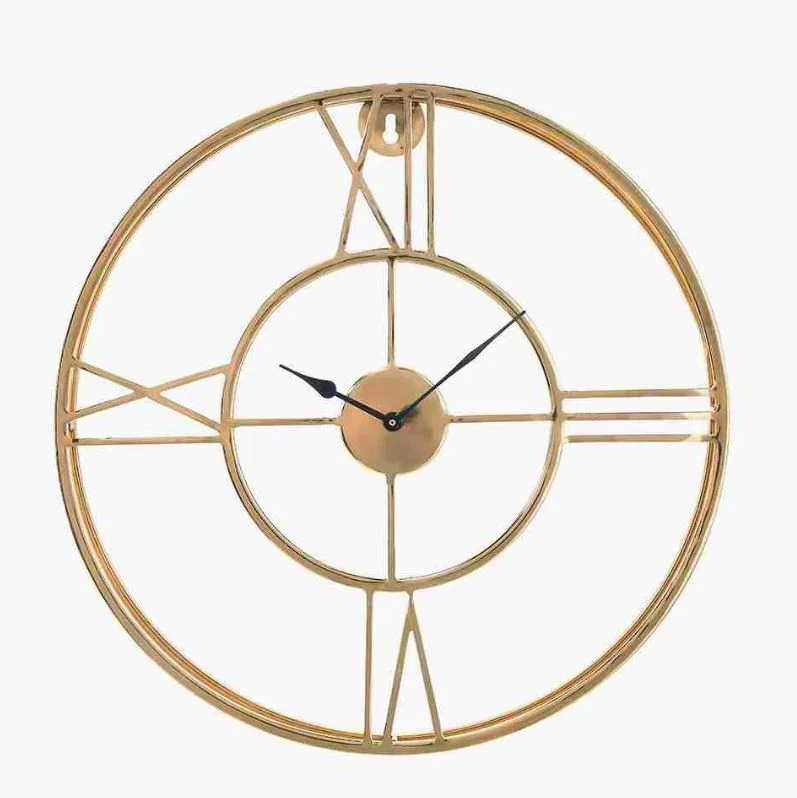 Gold Metal Double Framed Round Wall Clock - Image 2