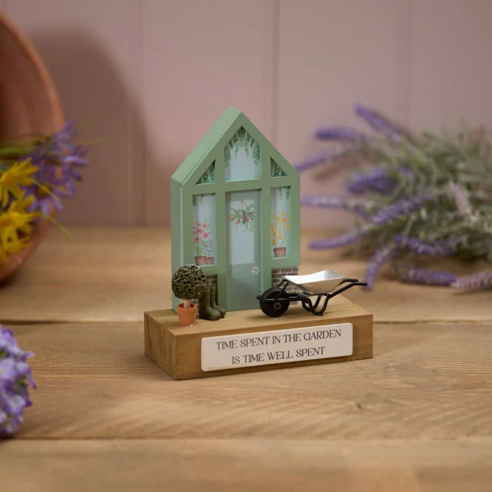Greenhouse Time Spent in Garden Wood Block