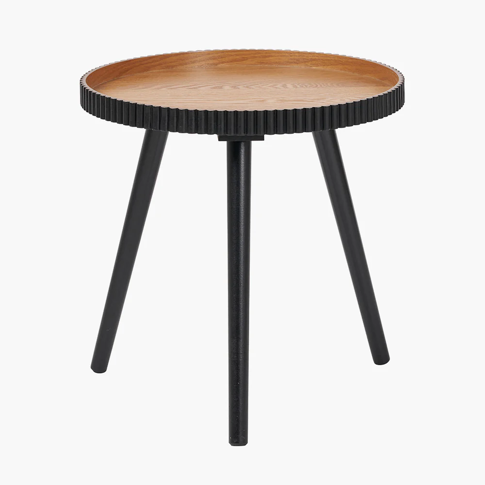 Hammond Natural and Black Pine Wood Side Table - Image 2