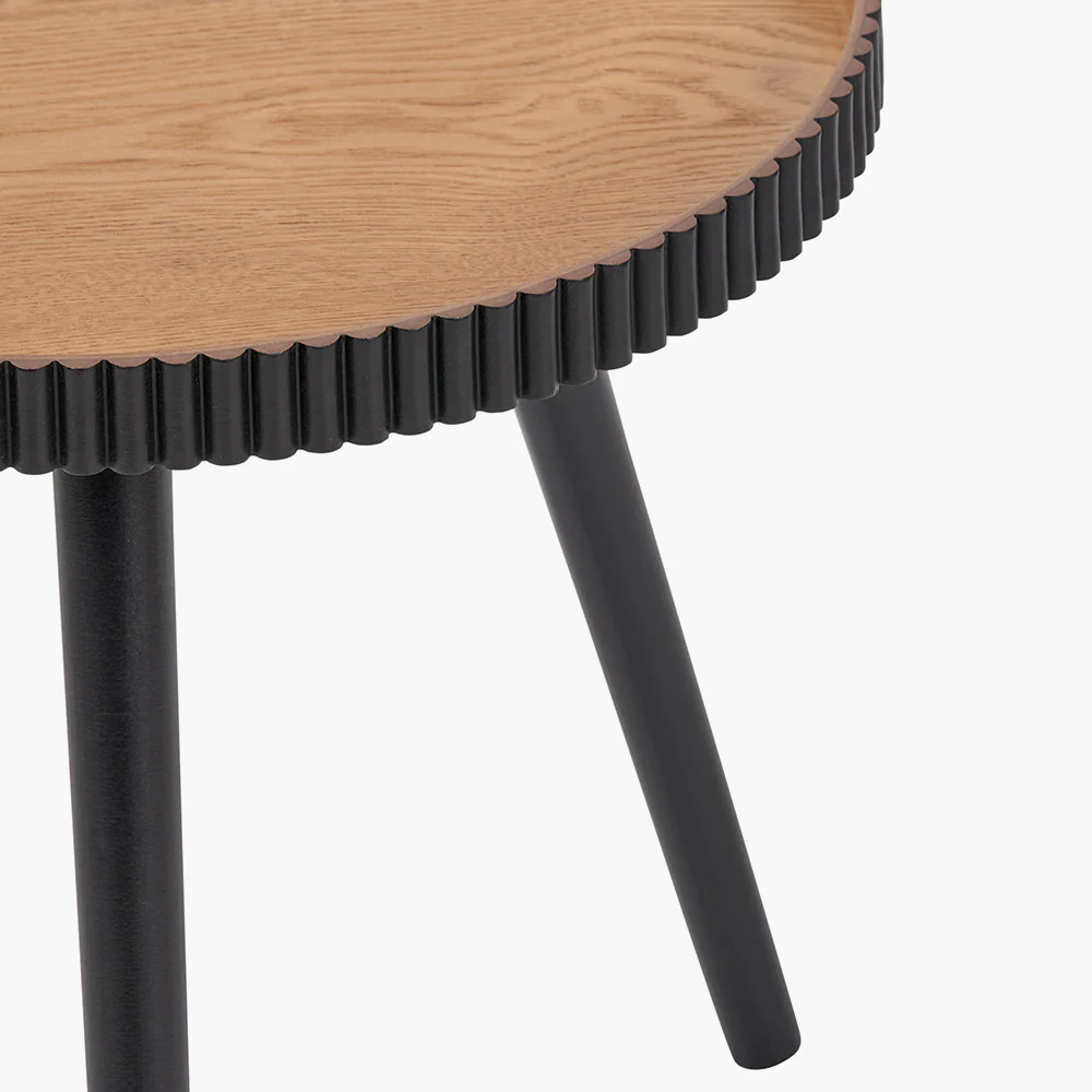 Hammond Natural and Black Pine Wood Side Table - Image 4