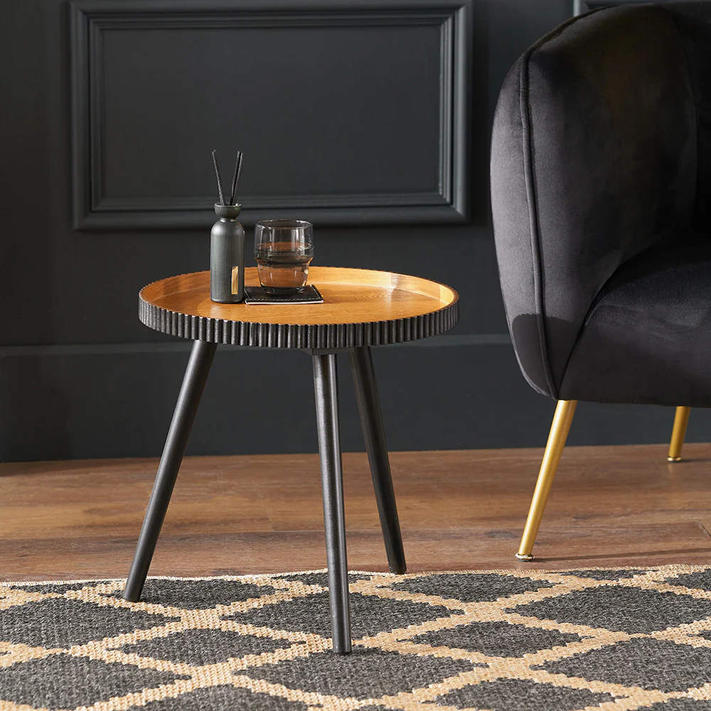 Hammond Natural and Black Pine Wood Side Table - Image 8