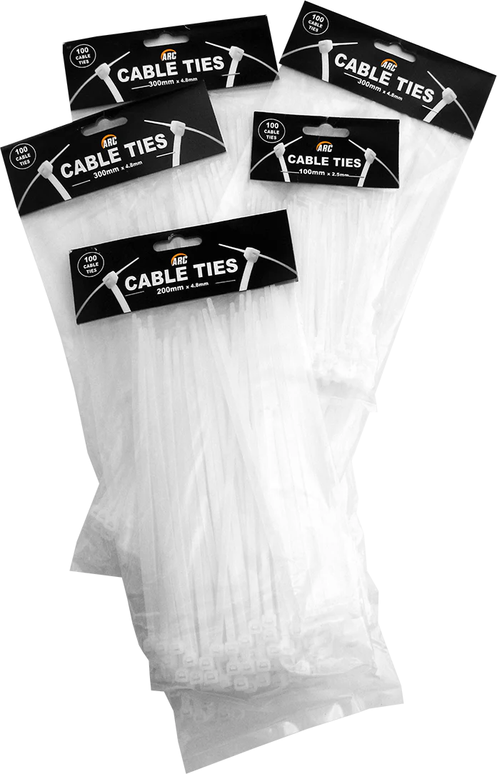 Arc Cable Ties Clear (100 Pack)