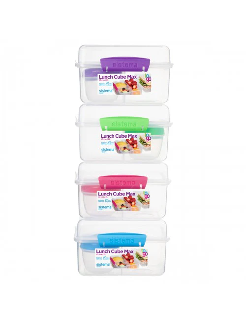 Sistema 2L Lunch Cube Max with Yoghurt Pot - Assorted Colours - Image 2