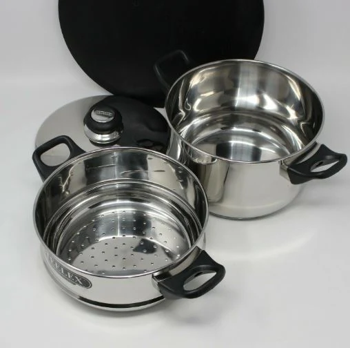 Steelux 2 Tier Steamer Set - 20cm - Image 2