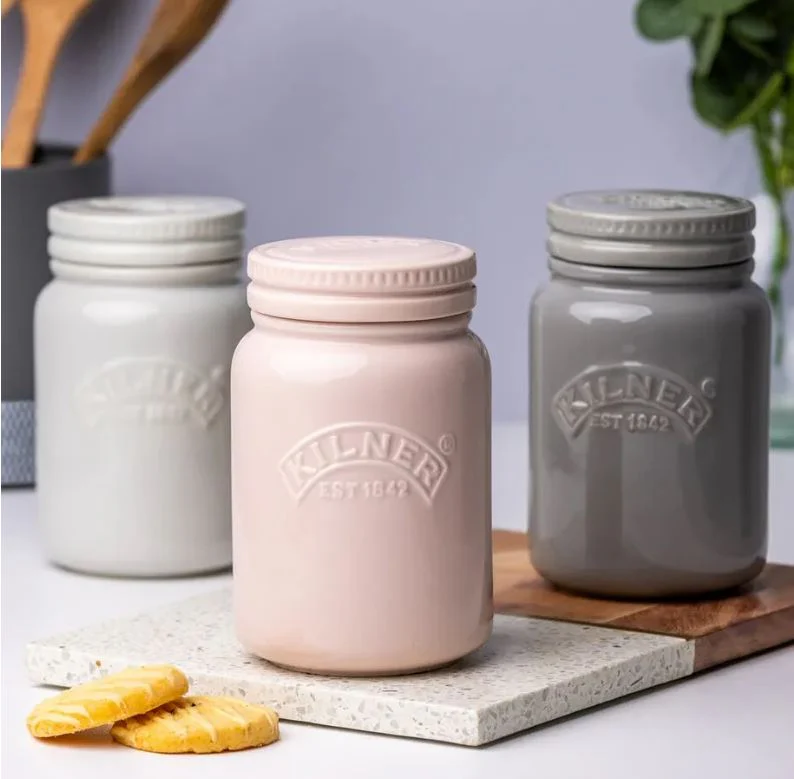 Kilner Ceramic Push Top Dustpink Jar 0.6 Litre - Image 2