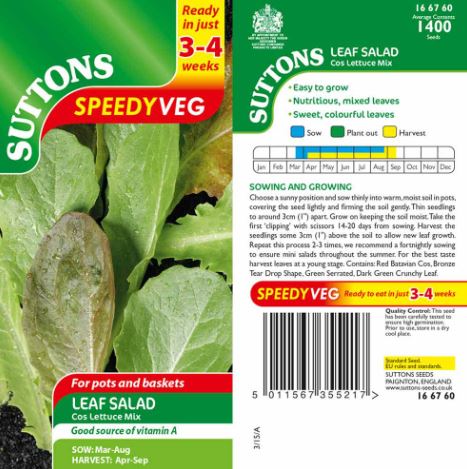 Lettuce 'Cos Lettuce Mix' - Seeds - Image 2