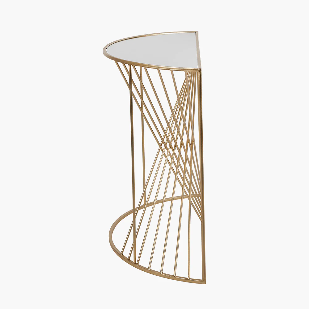 Liberty Glass and Gold Metal Half Moon Console Table - Image 3