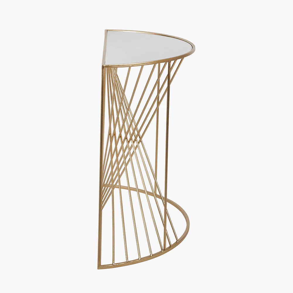 Liberty Glass and Gold Metal Half Moon Console Table - Image 4