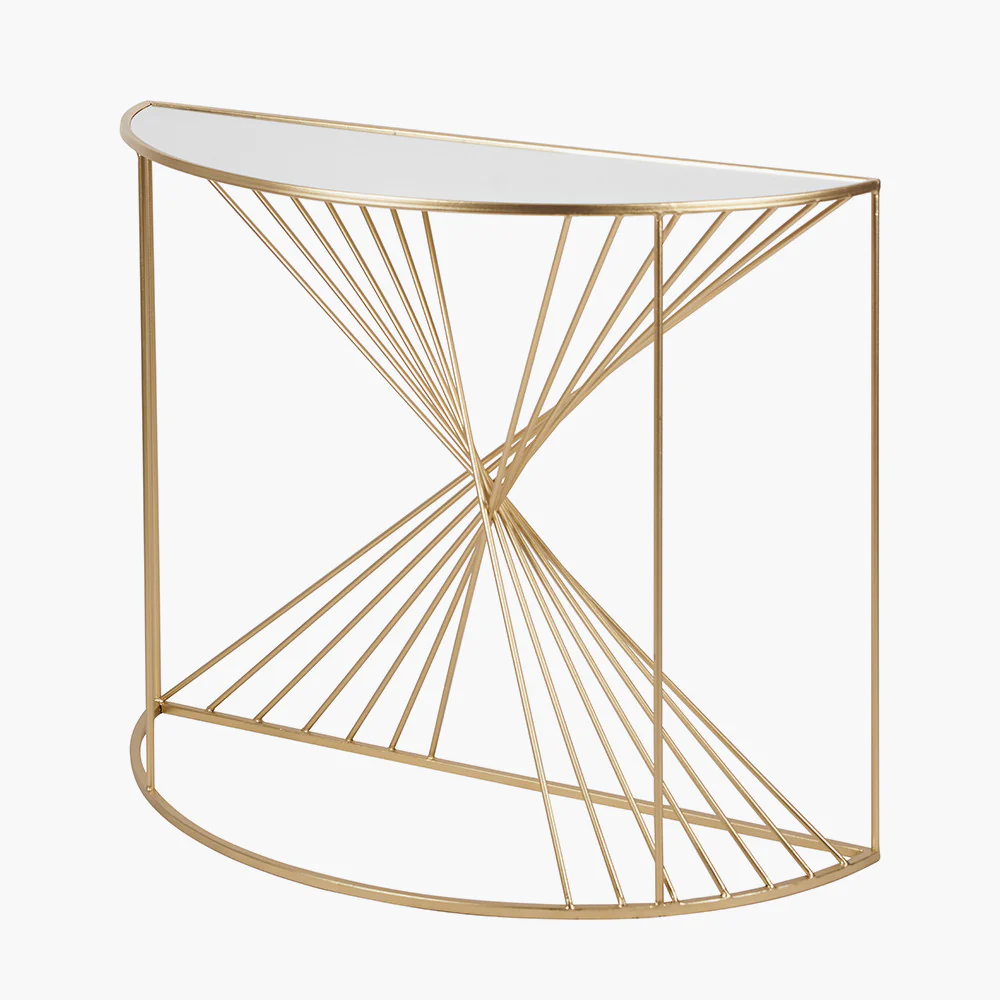 Liberty Glass and Gold Metal Half Moon Console Table - Image 7