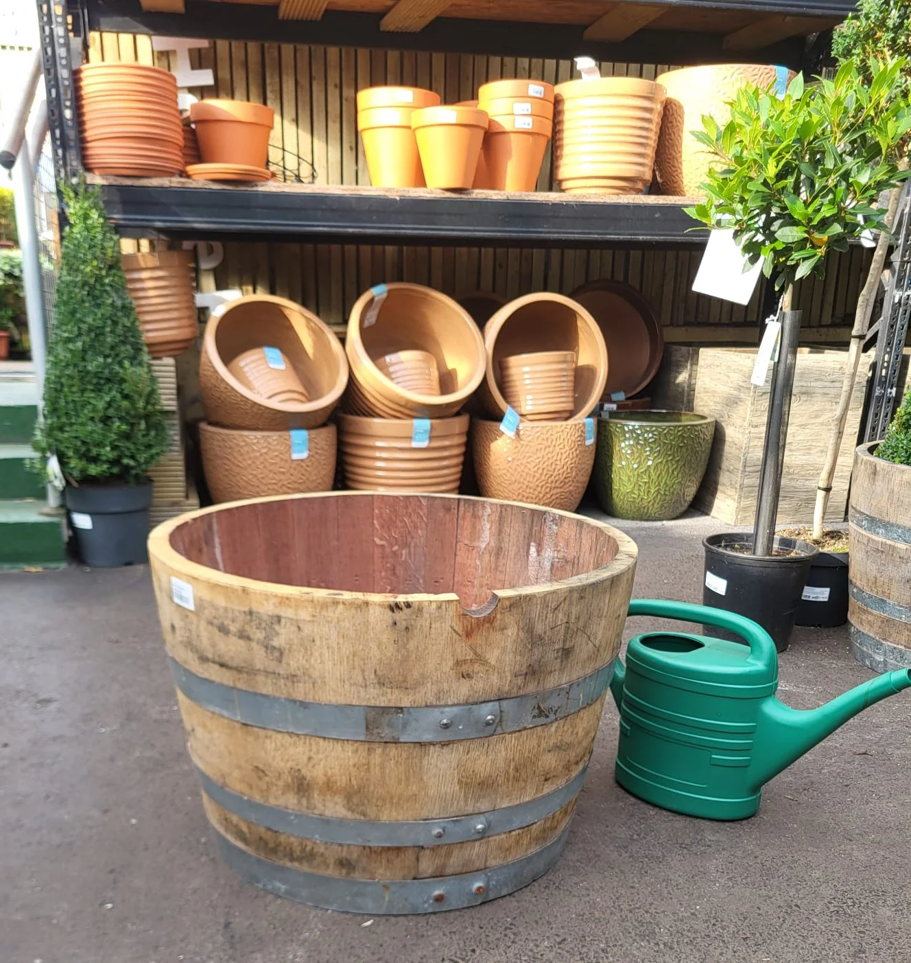 Recycled Wine Barrell Planter - Light - Image 3