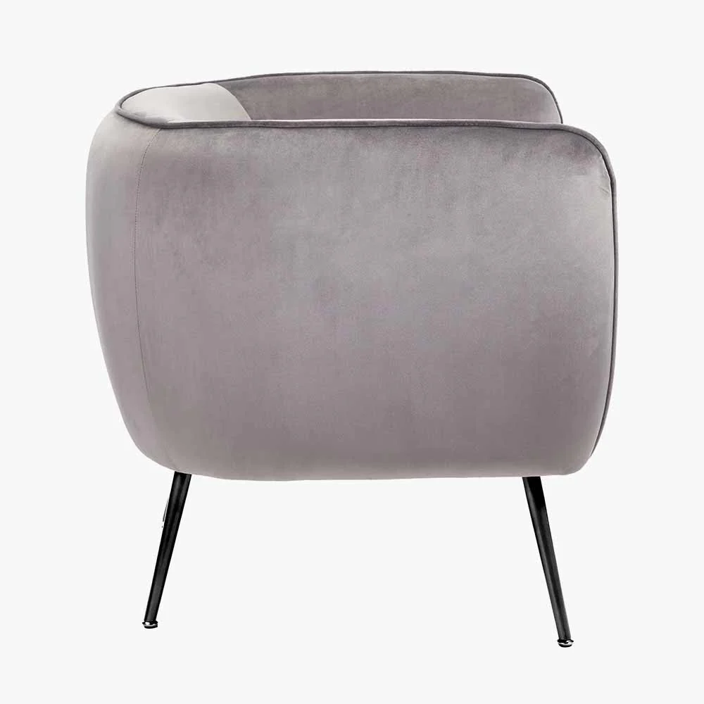 Lucca Dove Grey Velvet and Metal Armchair - Image 5