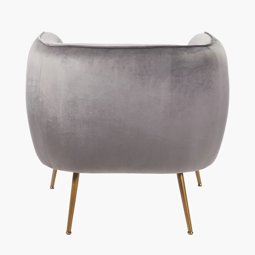Lucca Dove Grey Velvet and Metal Armchair - Image 6