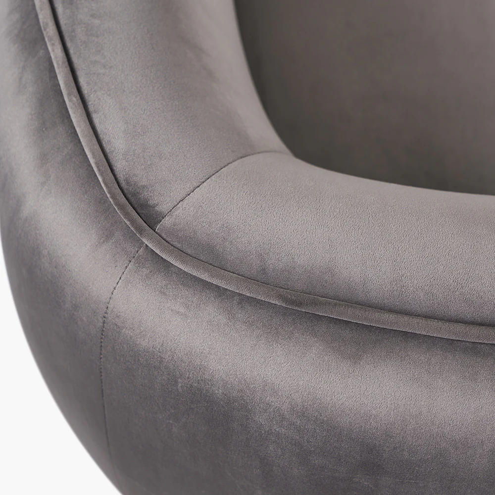Lucca Dove Grey Velvet and Metal Armchair - Image 7
