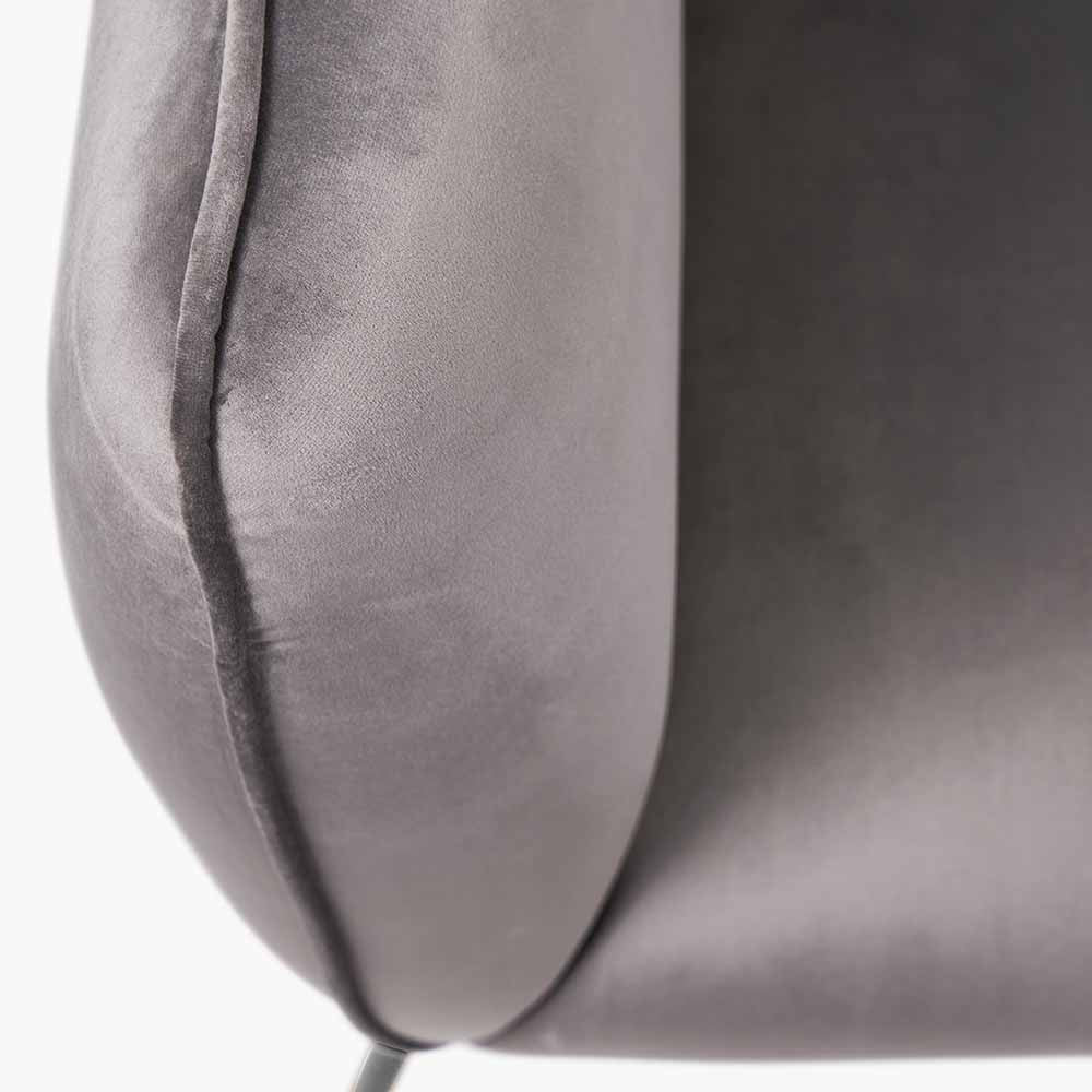 Lucca Dove Grey Velvet and Metal Armchair - Image 8