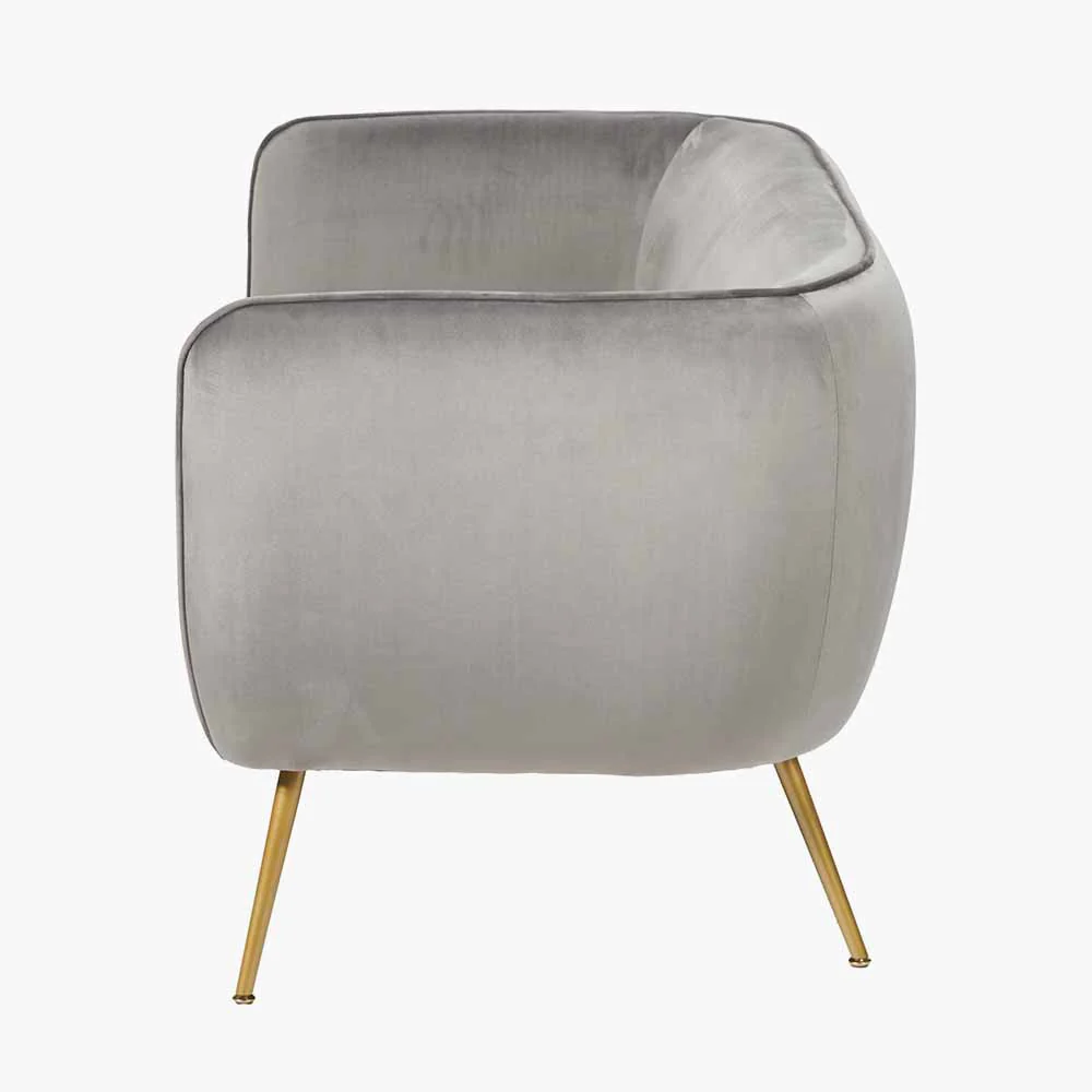Lucca Dove Grey Velvet and Metal Sofa - Image 3