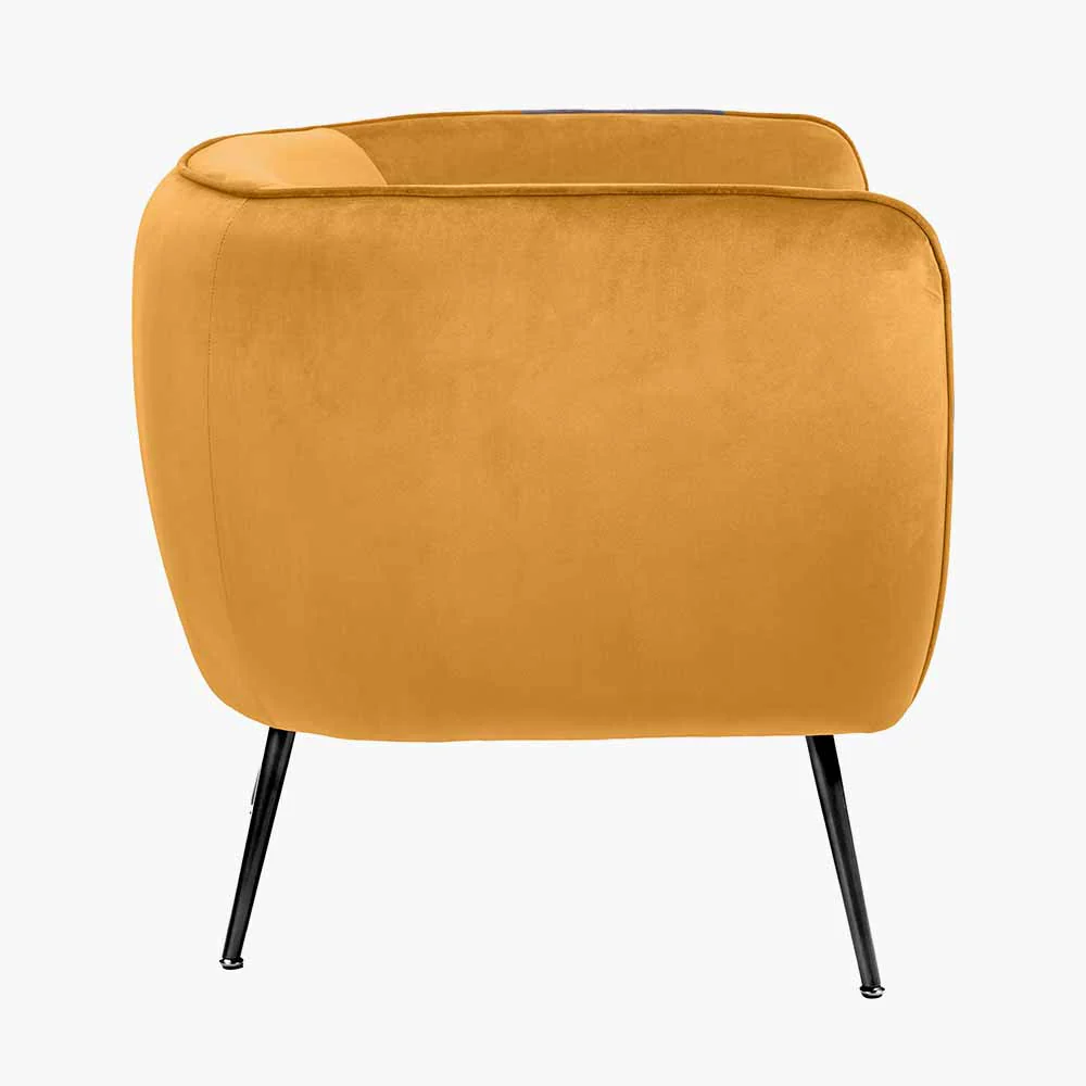 Lucca Gold Velvet and Metal Armchair - Image 4