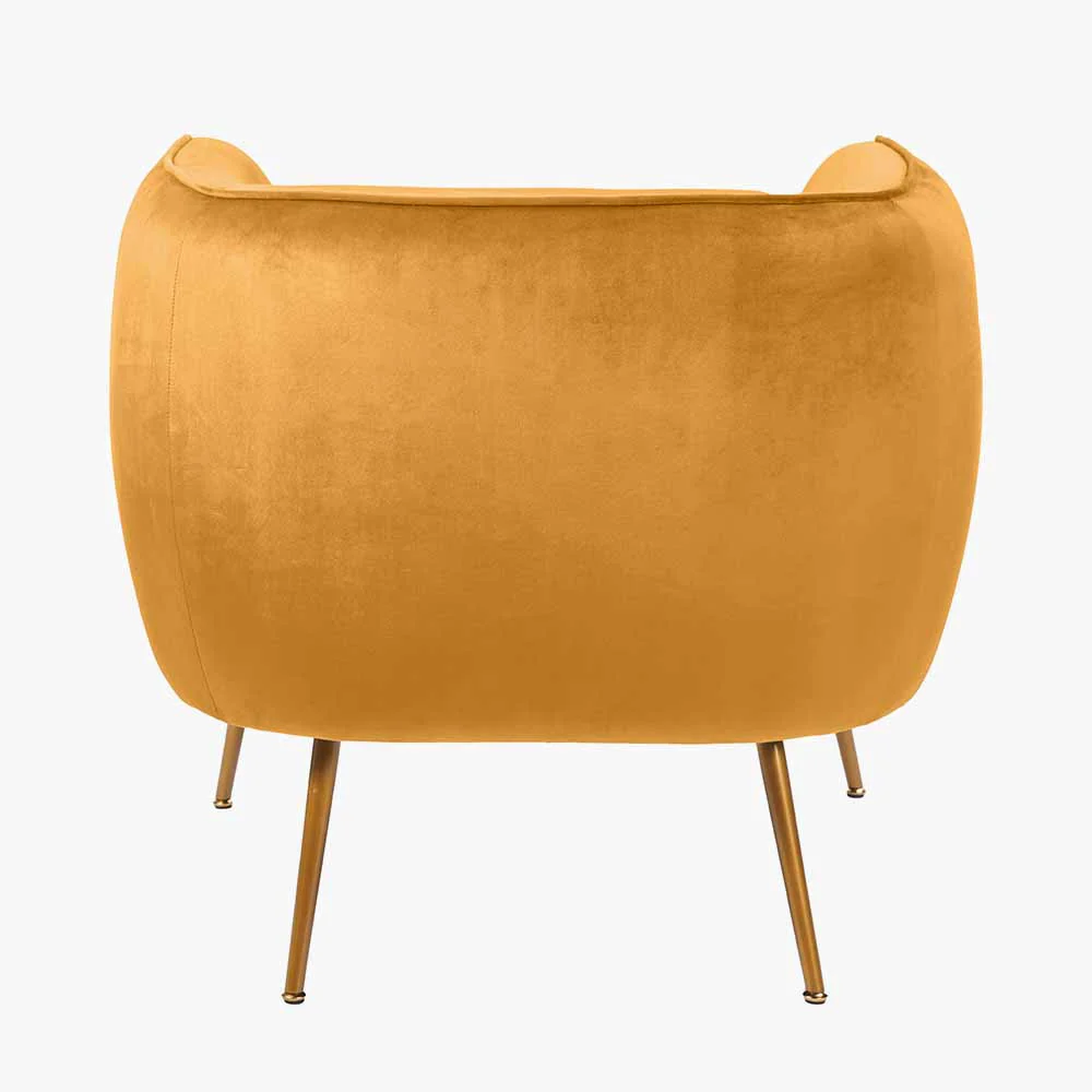 Lucca Gold Velvet and Metal Armchair - Image 5