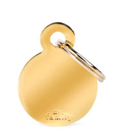 MY FAMILY Small Round Golden Brass ID Tag