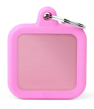 Myfamily Id Tag - Hushtag Collection - Aluminium Square With Blue Rubber - Image 3