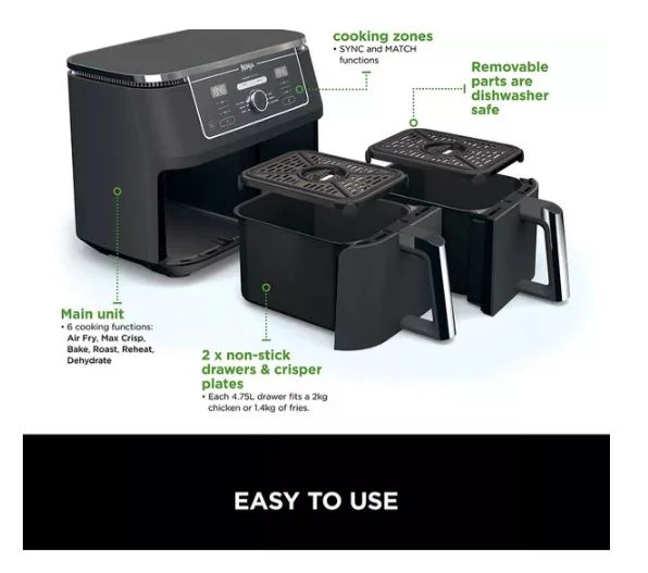 NINJA Foodi MAX Dual Zone AF400UK Air Fryer - Image 9