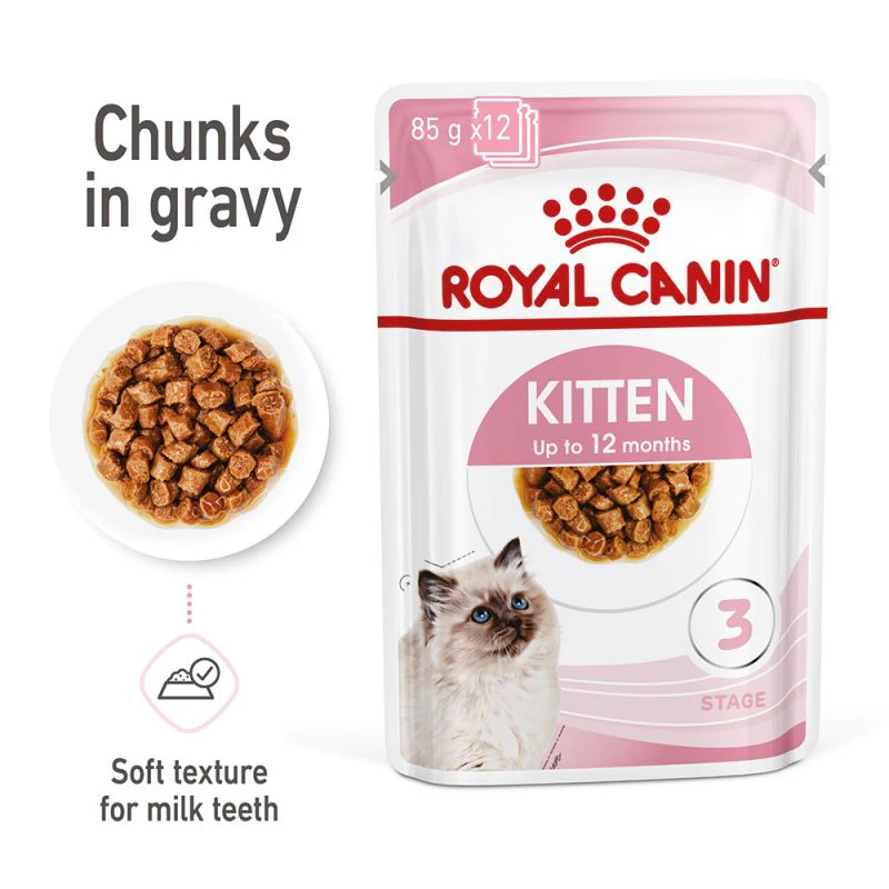 Royal Canin Kitten In Gravy Pouches 85g X 12 Pack - Image 2