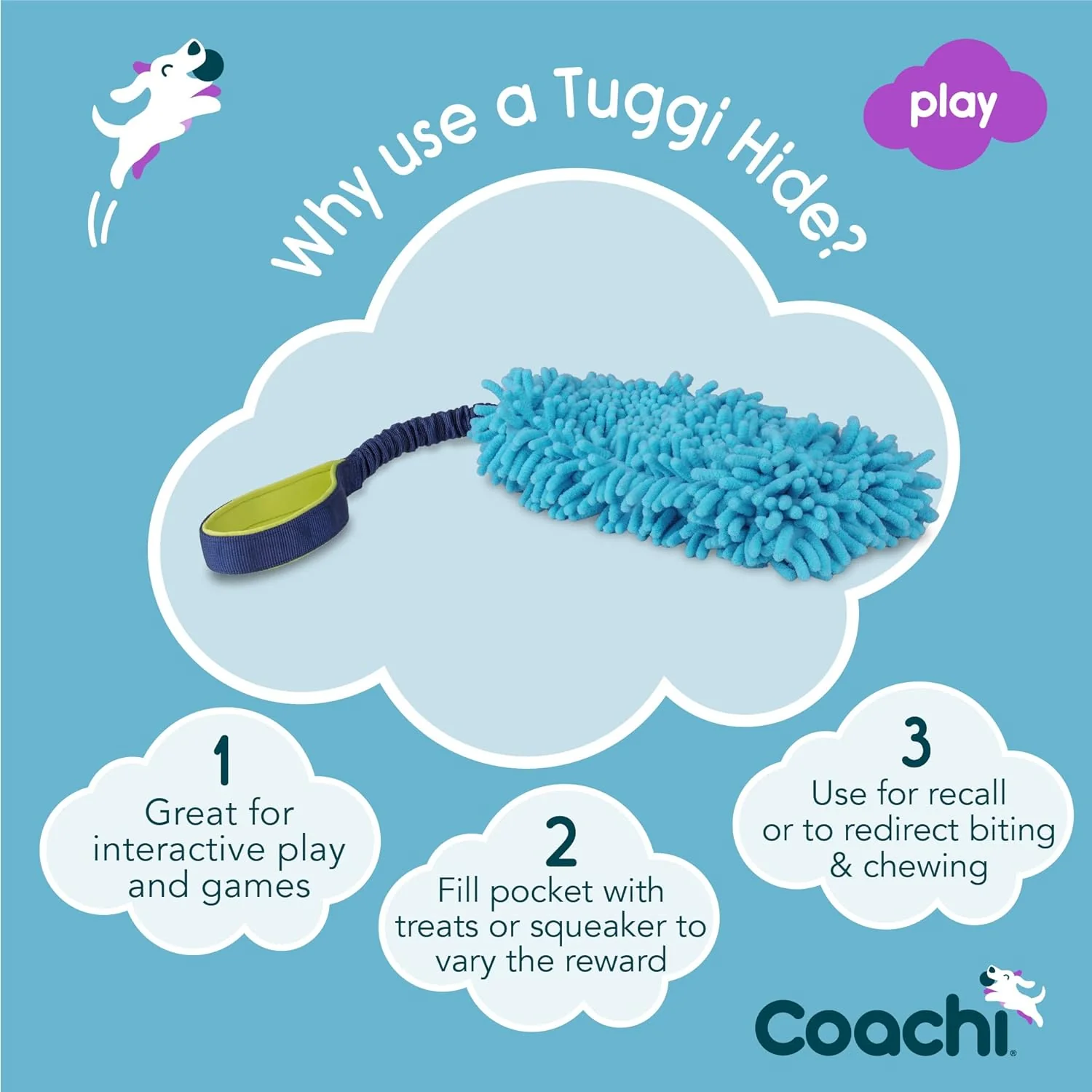 Coachi Tuggi Hide Dog Toy - Navy, Lime & Blue - Image 2