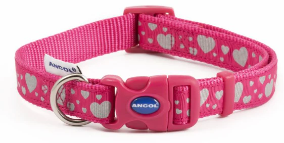 Pink Reflective Hearts Adjustable Collar - Image 2