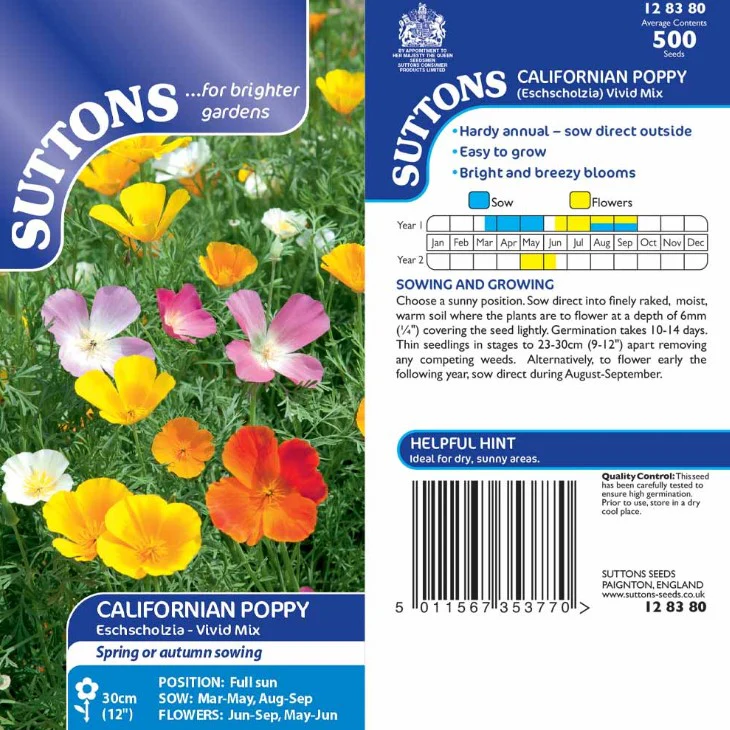 Poppy Californian Vivid Mix Flower Seeds - Image 2