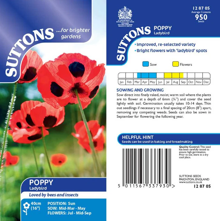 Poppy Ladybird Mix Flower Seeds - Image 2