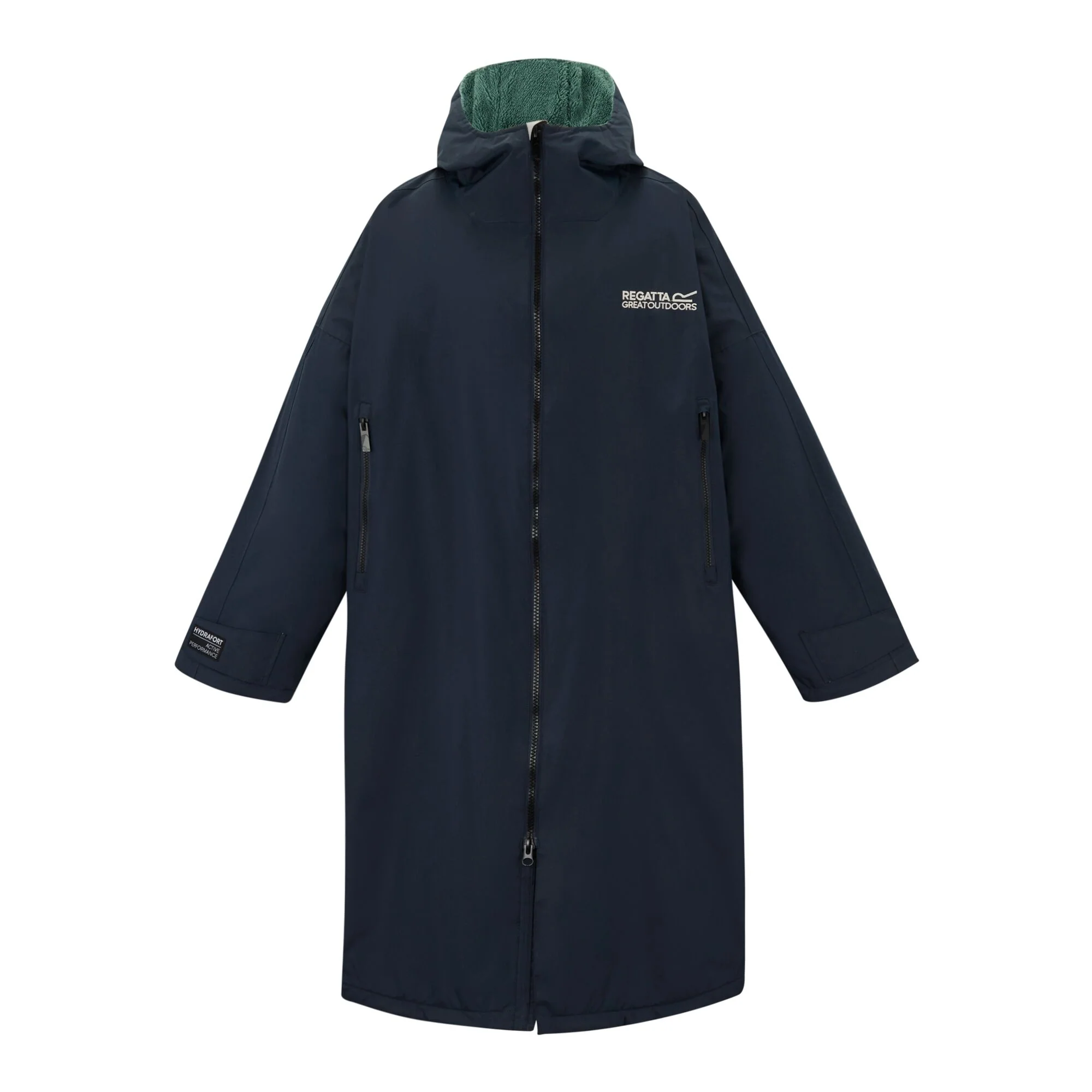 Regatta Adult Waterproof Robe - Navy & Ivy Moss - Image 2