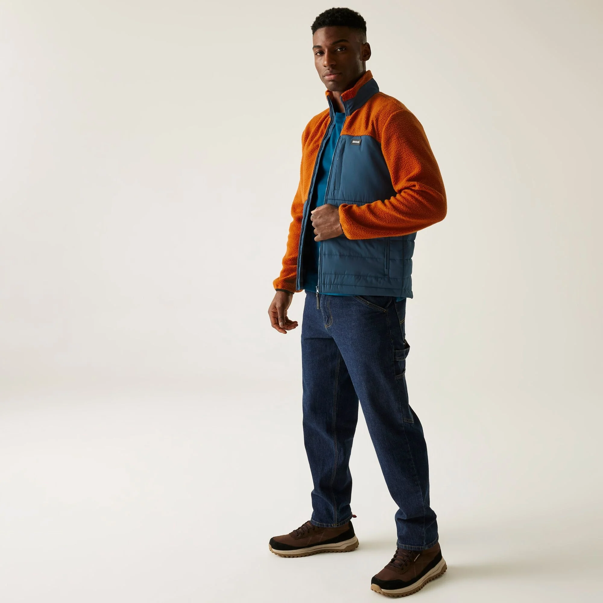Regatta Men's Frankie Borg Hybrid Full Zip Fleece | Clay / Orange - Image 3